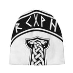Black And White Mjolnir Print Beanie
