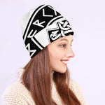 Black And White Mjolnir Print Beanie