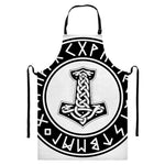Black And White Mjolnir Print Bib Apron With Pocket