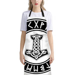 Black And White Mjolnir Print Bib Apron With Pocket