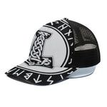 Black And White Mjolnir Print Black Mesh Trucker Cap