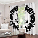 Black And White Mjolnir Print Blackout Grommet Curtains