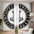 Black And White Mjolnir Print Dimout Pencil Pleat Curtains