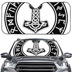 Black And White Mjolnir Print Car Windshield Sun Shade