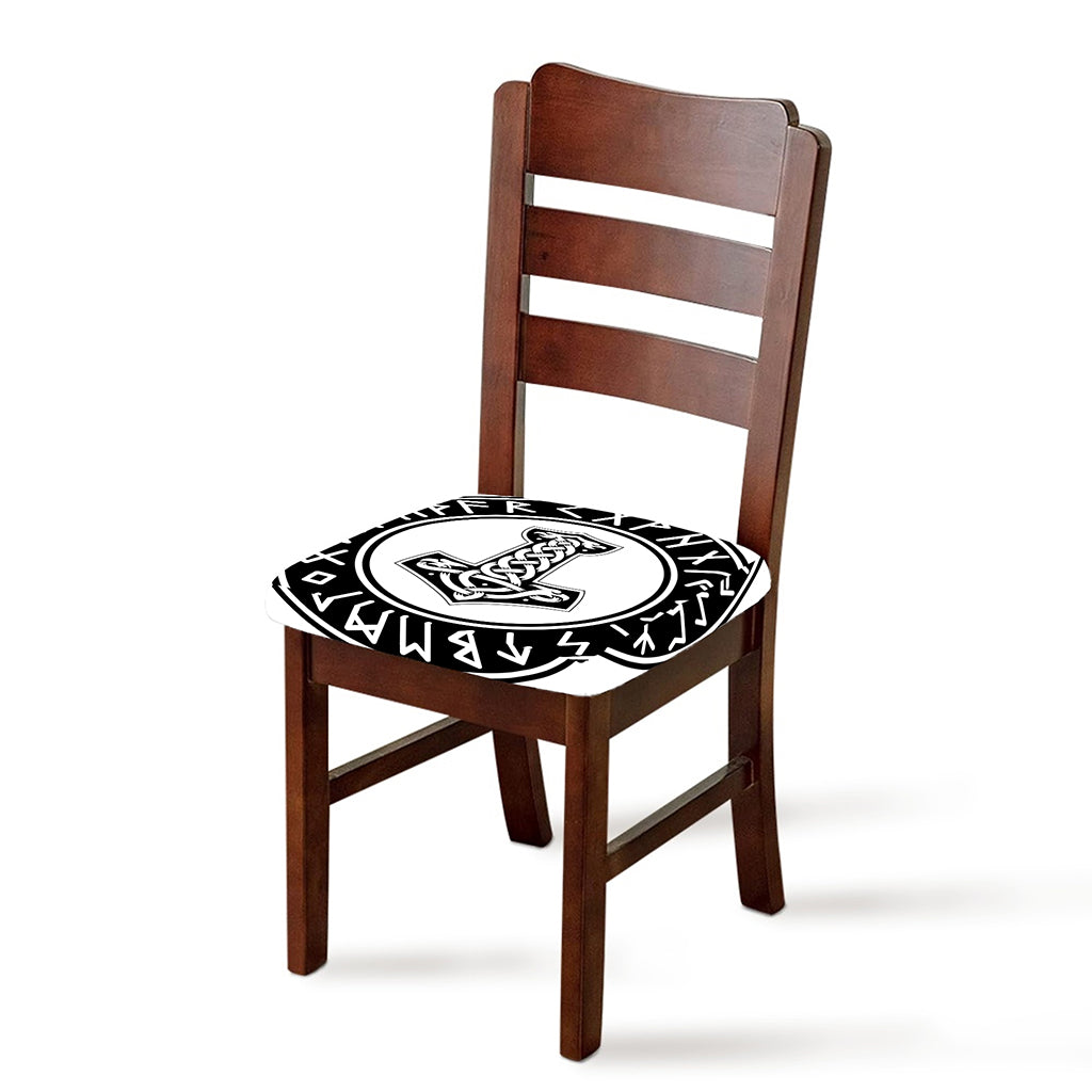 Black And White Mjolnir Print Chair Cushion Cover