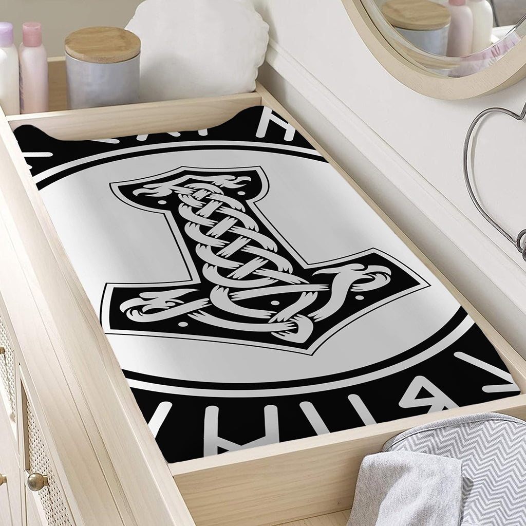 Black And White Mjolnir Print Changing Pad Cover