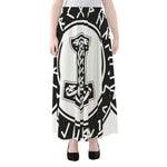 Black And White Mjolnir Print Chiffon Maxi Skirt