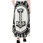 Black And White Mjolnir Print Chiffon Maxi Skirt
