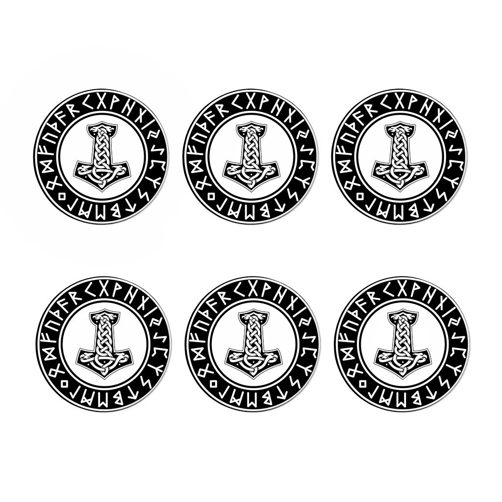 Black And White Mjolnir Print Coaster Set