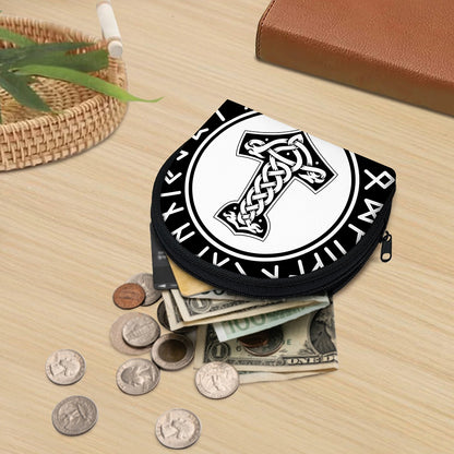 Black And White Mjolnir Print Coin Purse