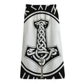 Black And White Mjolnir Print Cotton Front Slit Maxi Skirt