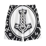 Black And White Mjolnir Print Cotton Shorts
