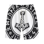 Black And White Mjolnir Print Cotton Shorts