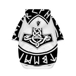 Black And White Mjolnir Print Dog Zip Up Hoodie