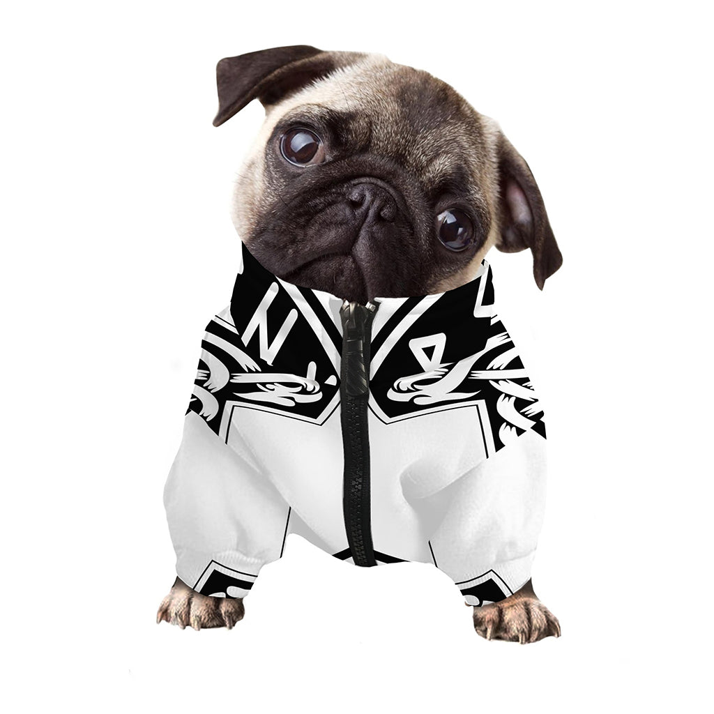Black And White Mjolnir Print Dog Zip Up Jacket
