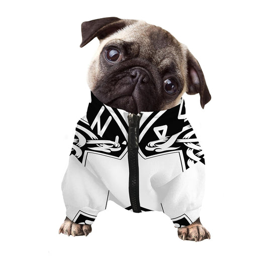Black And White Mjolnir Print Dog Zip Up Jacket