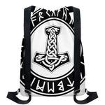 Black And White Mjolnir Print Drawstring Backpack