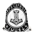 Black And White Mjolnir Print Drawstring Bag