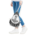 Black And White Mjolnir Print Drawstring Bag