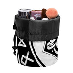 Black And White Mjolnir Print Drawstring Makeup Bag