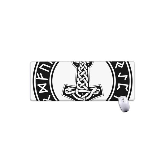 Black And White Mjolnir Print Extended Mouse Pad