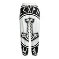 Black And White Mjolnir Print Fleece Lined Knit Pants