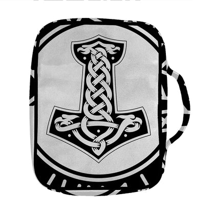 Black And White Mjolnir Print Front Pocket Bible Bag