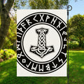 Black And White Mjolnir Print Garden Flag