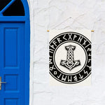 Black And White Mjolnir Print Garden Flag