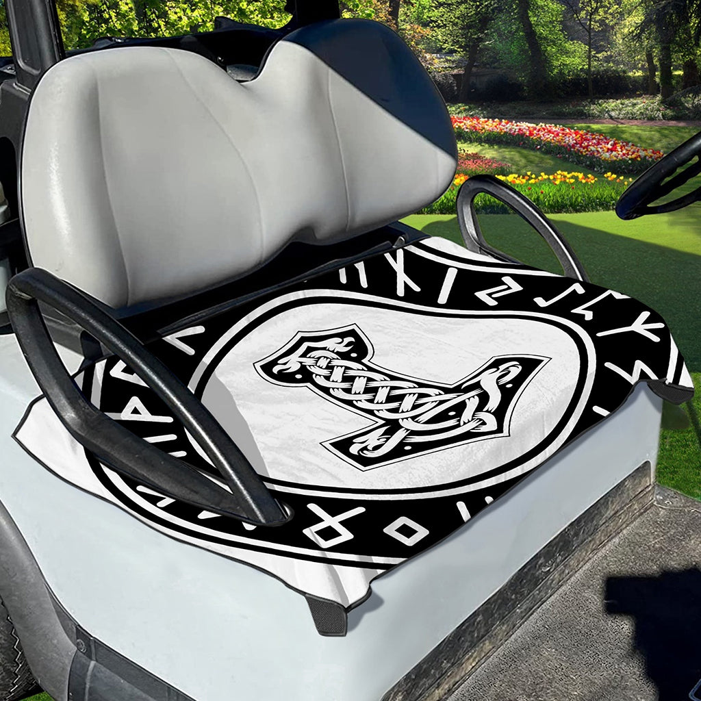 Black And White Mjolnir Print Golf Cart Seat Cover