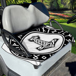 Black And White Mjolnir Print Golf Cart Seat Cover