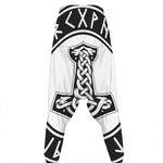 Black And White Mjolnir Print Hammer Pants