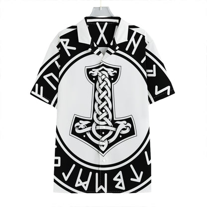 Black And White Mjolnir Print Hawaiian Shirt