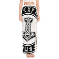 Black And White Mjolnir Print High Slit Maxi Skirt