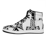 Black And White Mjolnir Print High Top Leather Sneakers