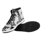 Black And White Mjolnir Print High Top Leather Sneakers