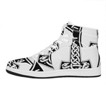 Black And White Mjolnir Print High Top Leather Sneakers