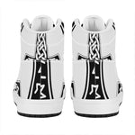 Black And White Mjolnir Print High Top Leather Sneakers