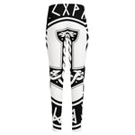 Black And White Mjolnir Print High-Waisted Pocket Leggings