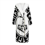 Black And White Mjolnir Print Hooded Bathrobe