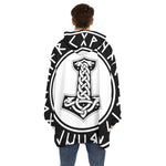 Black And White Mjolnir Print Hoodie Blanket