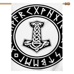 Black And White Mjolnir Print House Flag