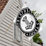Black And White Mjolnir Print House Flag