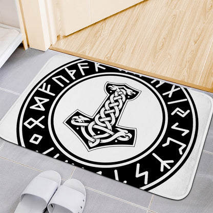 Black And White Mjolnir Print Indoor Door Mat