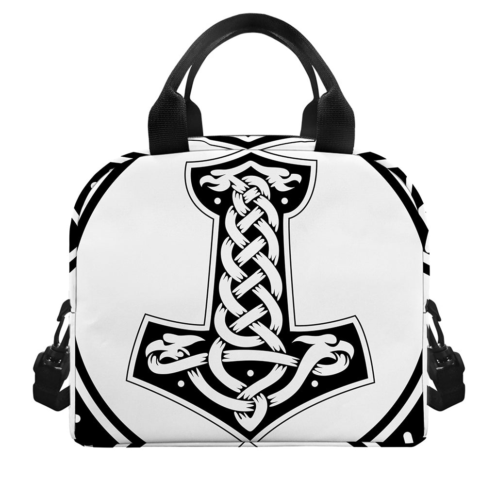 Black And White Mjolnir Print Insulated Lunch Bag