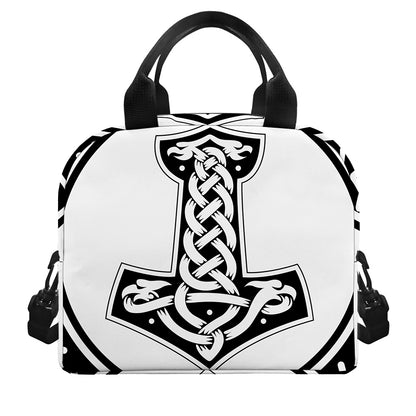 Black And White Mjolnir Print Insulated Lunch Bag