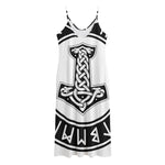 Black And White Mjolnir Print Jersey Midi Cami Dress