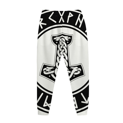 Black And White Mjolnir Print Jogger Pants