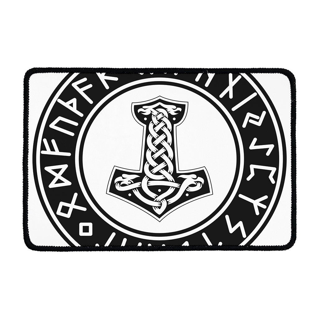 Black And White Mjolnir Print Kitchen Mat