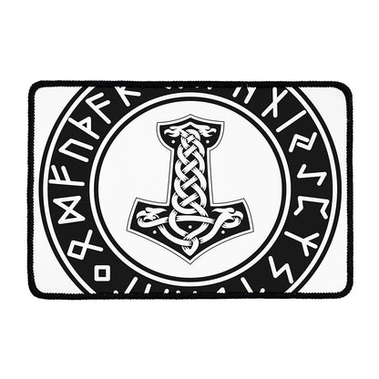Black And White Mjolnir Print Kitchen Mat